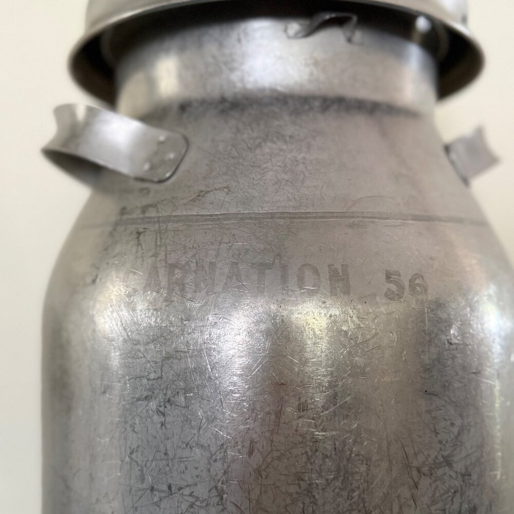 Vintage 'Carnation' Galvanized Stainless Steal Milk Can Jug W/ Lid - Picture 4 of 10
